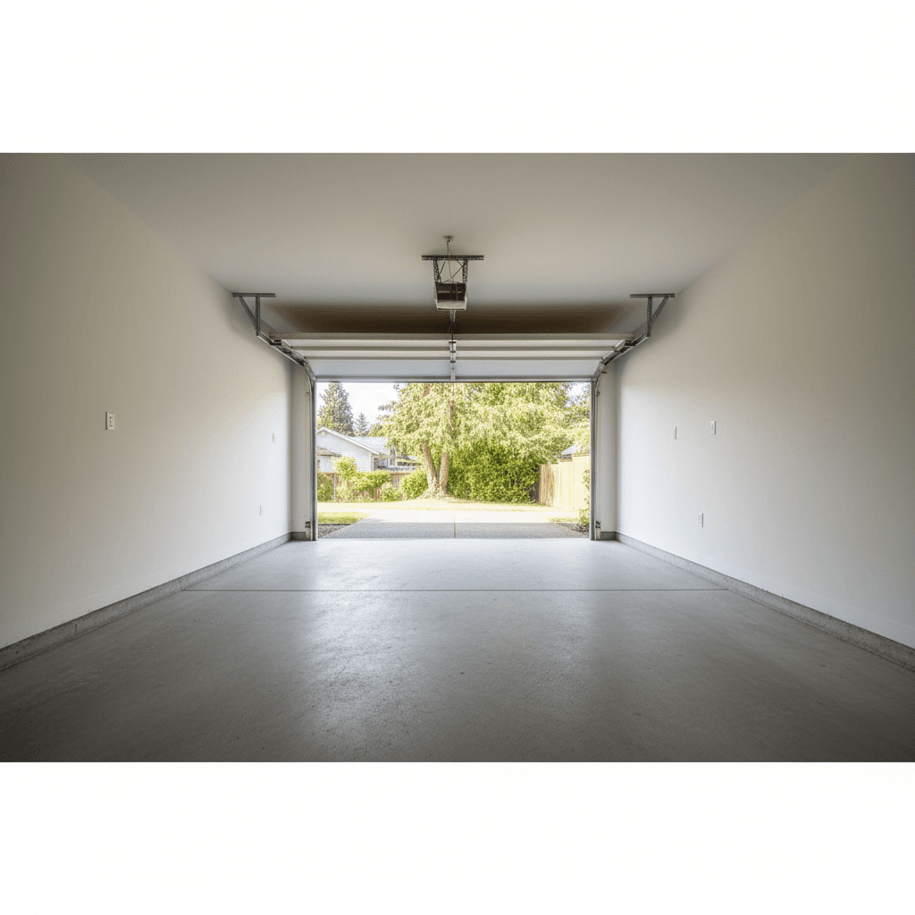 An empty garage after a cleanout